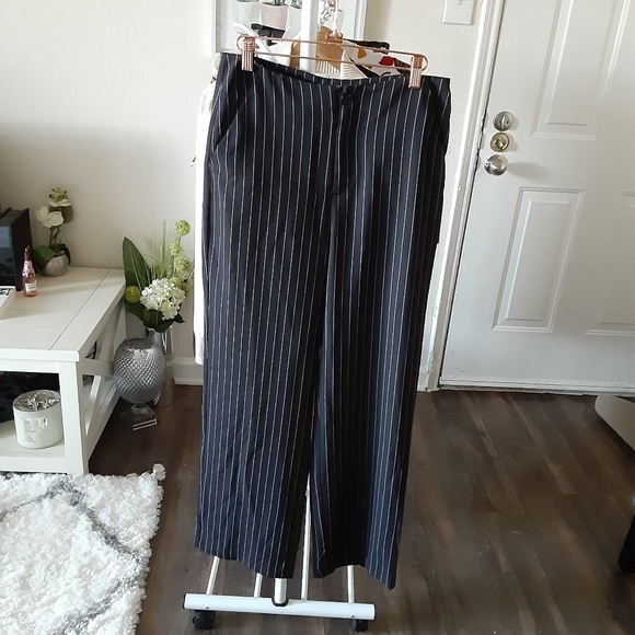 Striped Wide Leg Trousers Dress Pants Size 8 - Picture 1 of 7